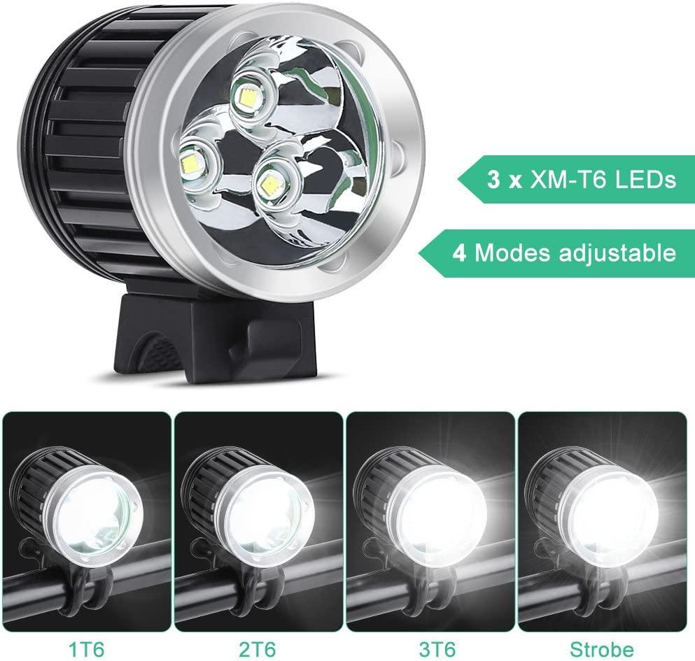 Đèn xe đạp Đèn MTB có thể sạc lại Đèn pha xe đạp chống nước 3600LM