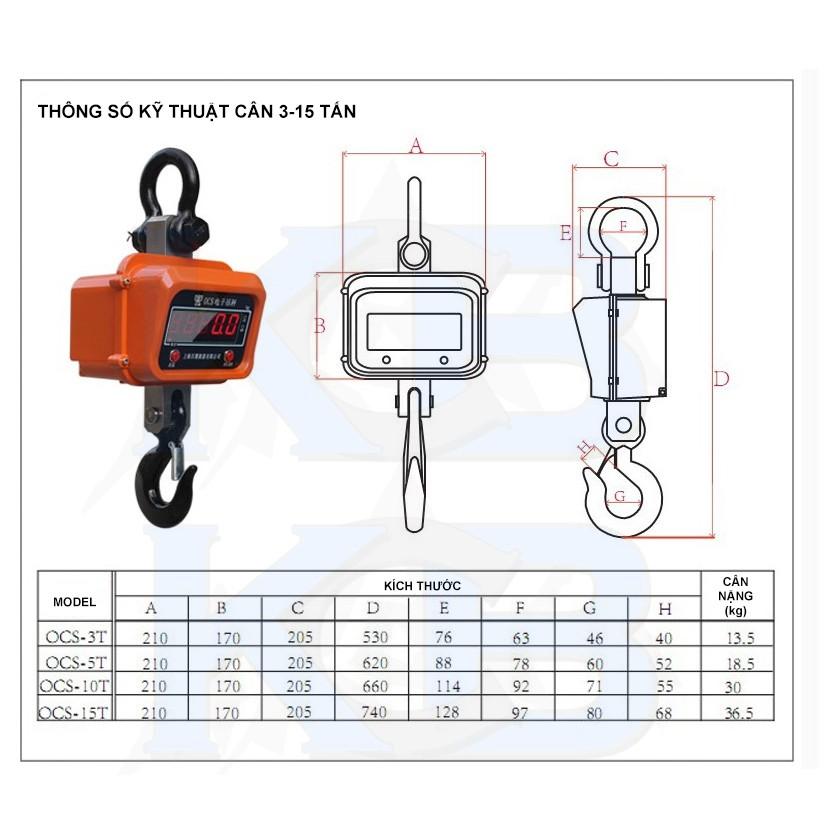 Cân móc, cân treo điện tử OSC loại 3 tấn