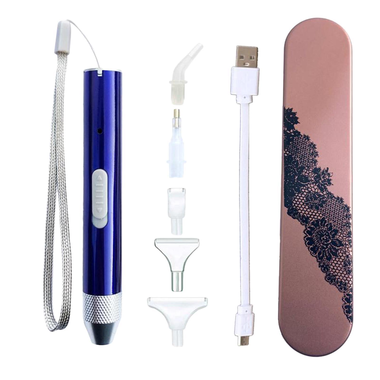 5D Diamond Painting Point Drill Pen, Square Round Drill DIY Accessories Lighting Diamond Painting Tool with USB Cable and Storage Bag