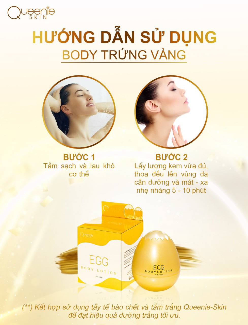 Kem Dưỡng Da Toàn Thân EGG BODY LOTION Queenie Skin - Hương Thơm Sang Trọng, Mang Lại Vẻ Đẹp Mịn Màng, Rạng Rỡ Cho Làn Da Cơ Thể, Hỗ Trợ Nâng Tông, Giúp Da Tươi Sáng Hơn - Hàng Chính Hãng