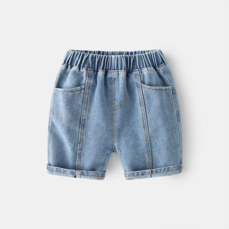 Quần Jean bé trai WELLKIDS quần short bò chất mềm họa tiết đơn giản KZ3185