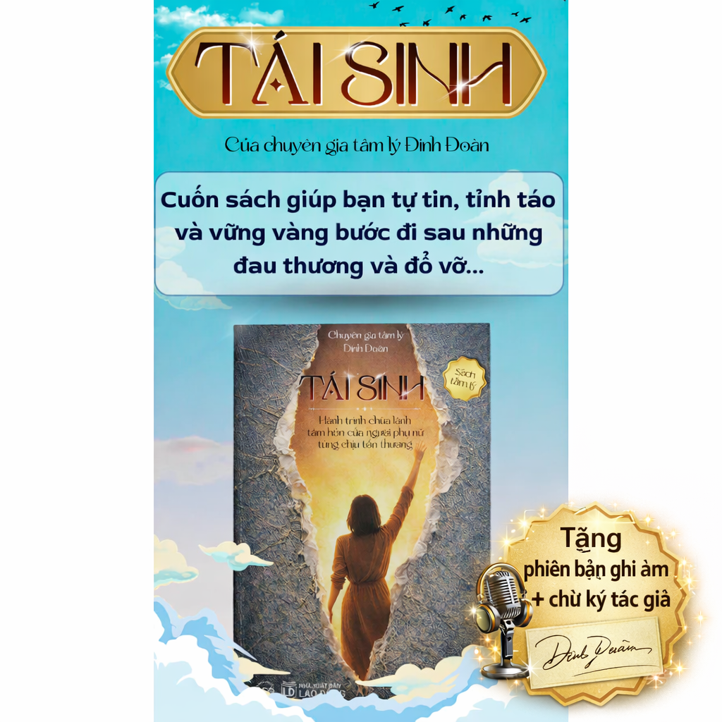 Sách Tái Sinh - tặng kèm file sách nói + chữ ký tác giả Đinh Đoàn
