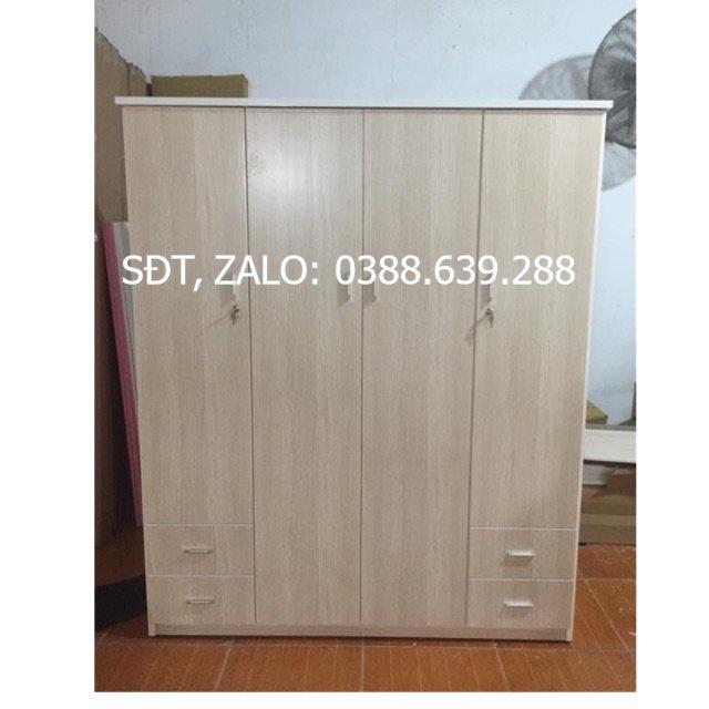 Tủ nhựa đài loan 4 cánh vân gỗ sồi
