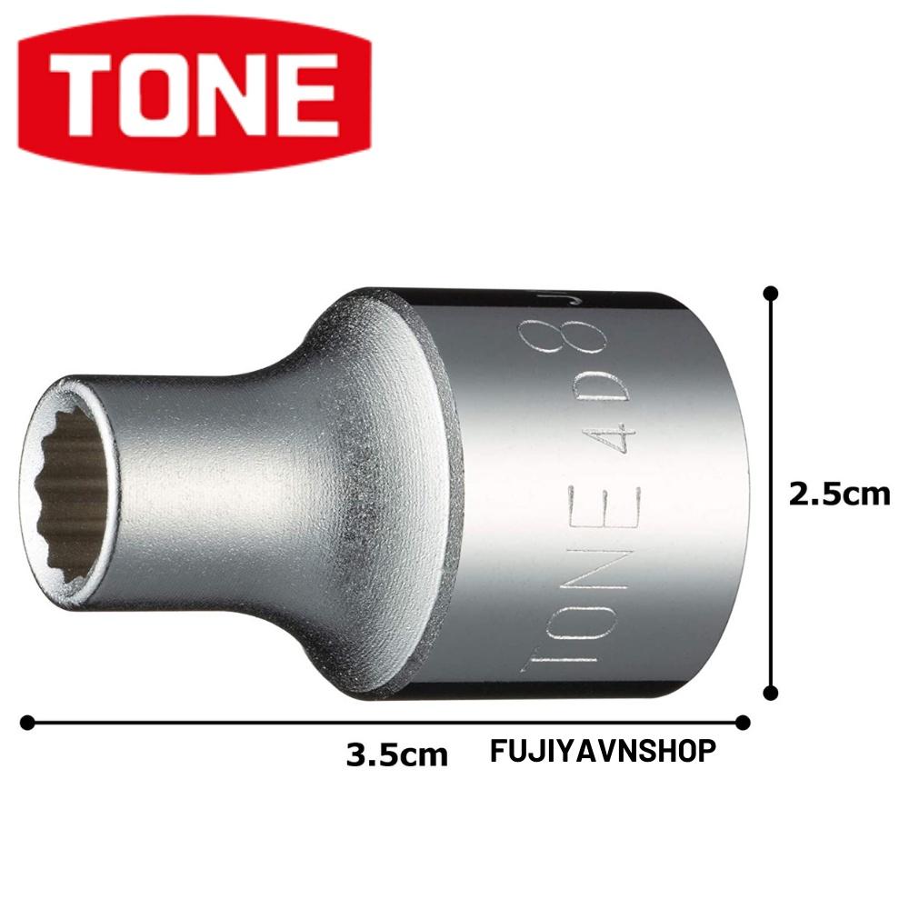 Đầu tuýp 12 cạnh ngắn Tone HP4D-08 ra đầu lục giác 8mm