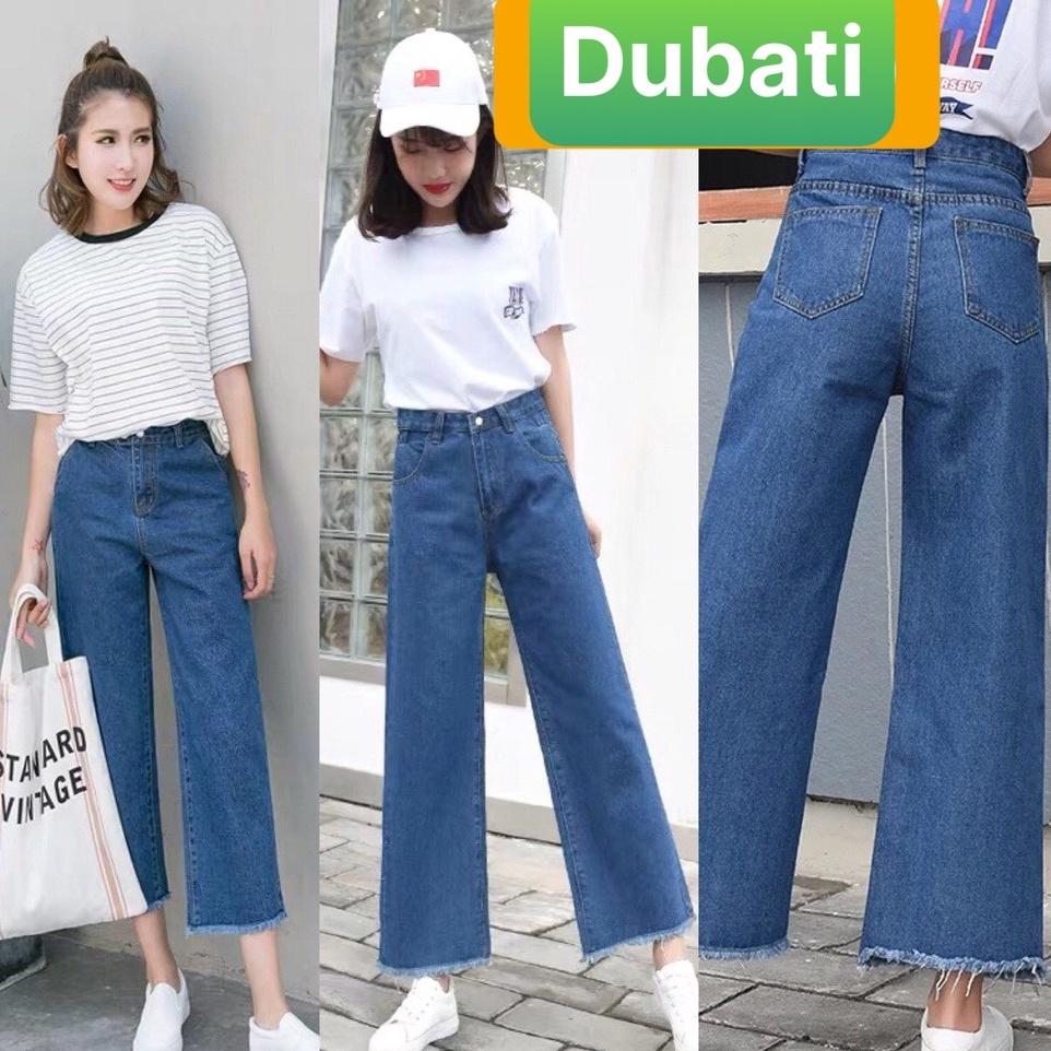 QUẦN JEAN BAGGY NỮ CHẤT BÒ XANH CO GIÃN ỐNG RỘNG NÂNG MÔNG LƯNG CAO SÀNH ĐIỆU- DB 6714- DUBATI FASHION