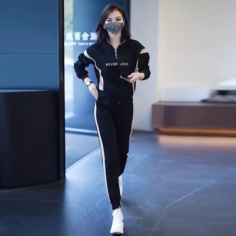 Bộ Đồ Thể Thao Áo Sweater Cổ Đứng Dáng Rộng Kiểu Hàn Quốc Thời Trang Mùa Thu 2022 Cho Nữ