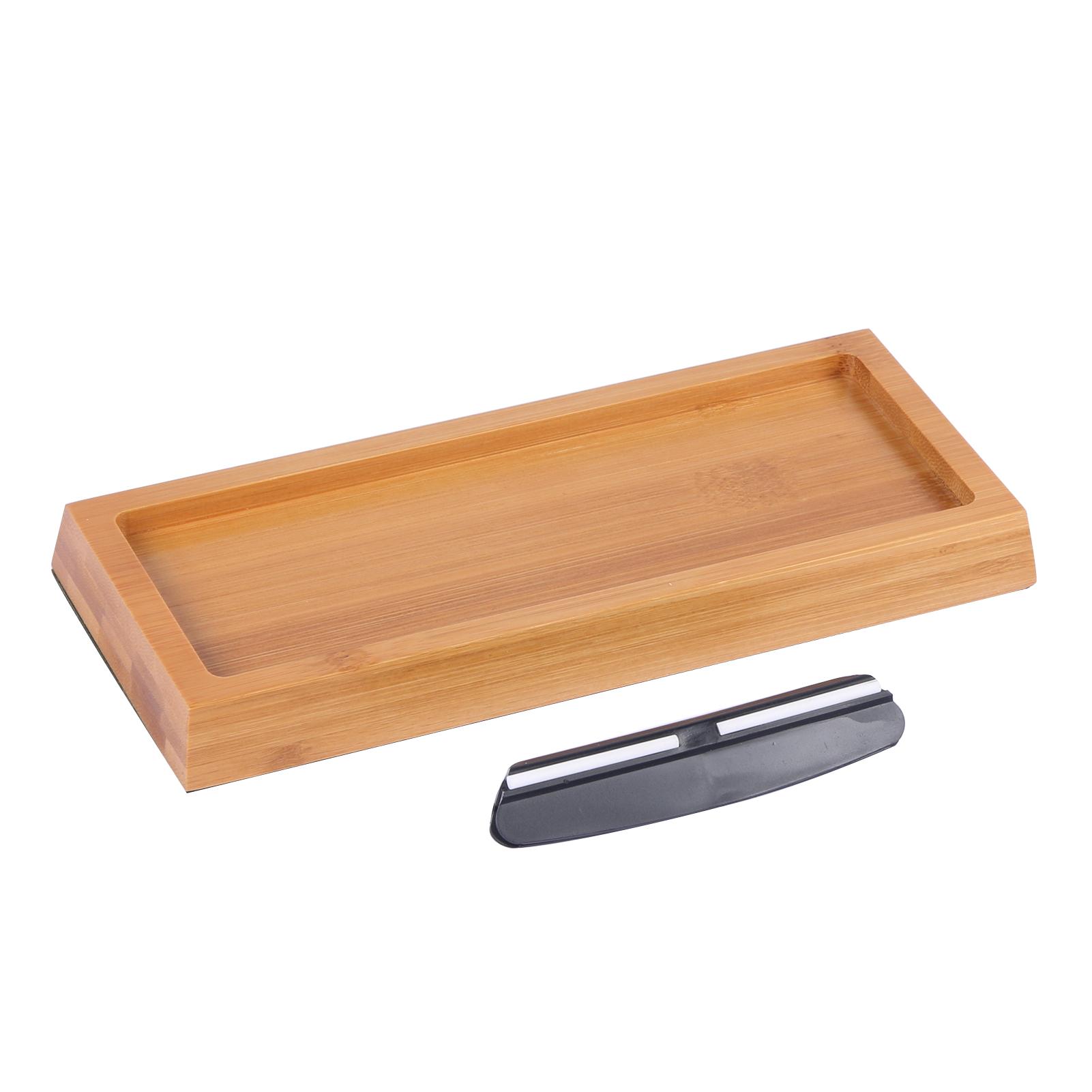 Bộ Đá mài hai mặt Grit White Corundum với giá đỡ silicone, đế tre, bộ điều chỉnh đá trắng và thanh dẫn góc, dụng cụ mài dao chuyên nghiệp