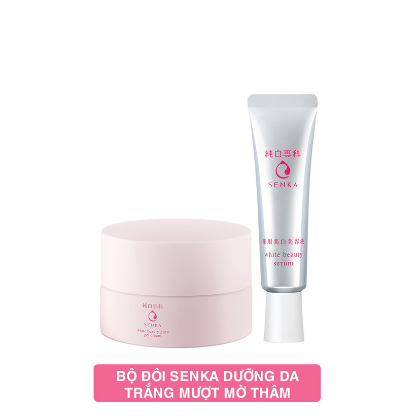 Bộ đôi Senka dưỡng da trắng mượt mờ thâm (Serum Dưỡng Trắng Da White Beauty 35g + Kem Trắng Da Ban Đêm 50g)