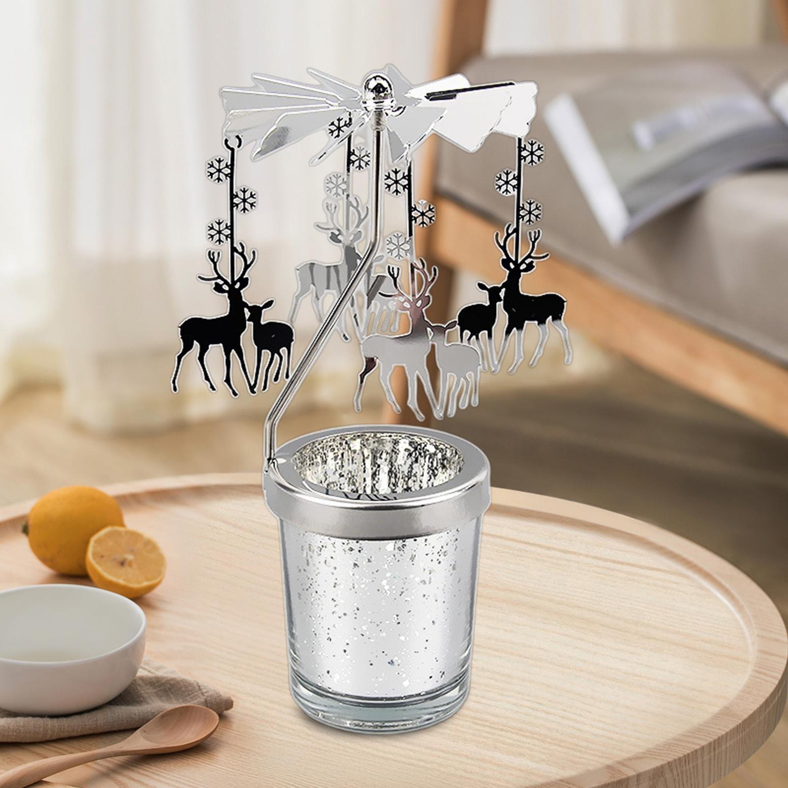 2Pcs Romantic Rotating Candle Holder Tea Light Candle Holder for Table
