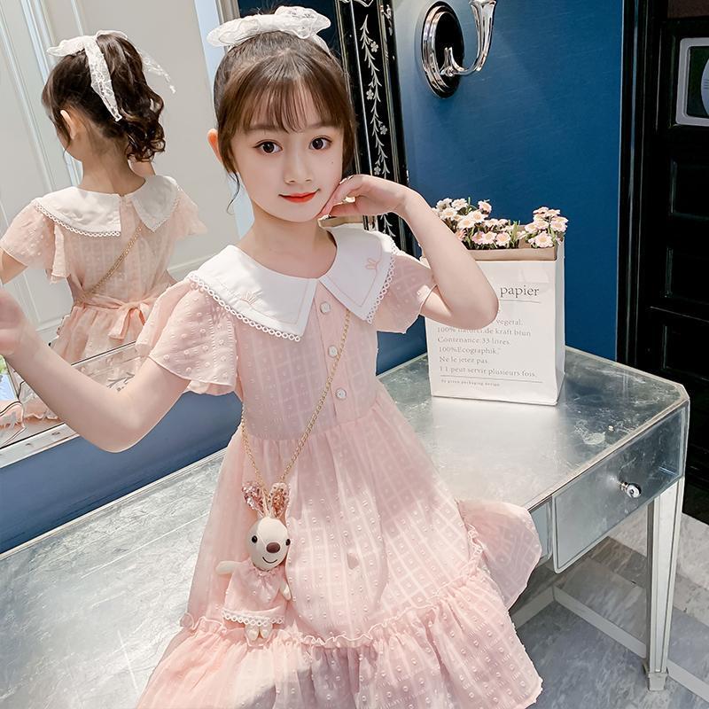 CHENGRUI Cô gái ăn mặc mùa hè trang phục mùa hè 2022 phong cách phương Tây lớn trẻ em mùa hè váy lưới đỏ cô gái nhỏ váy công chúa