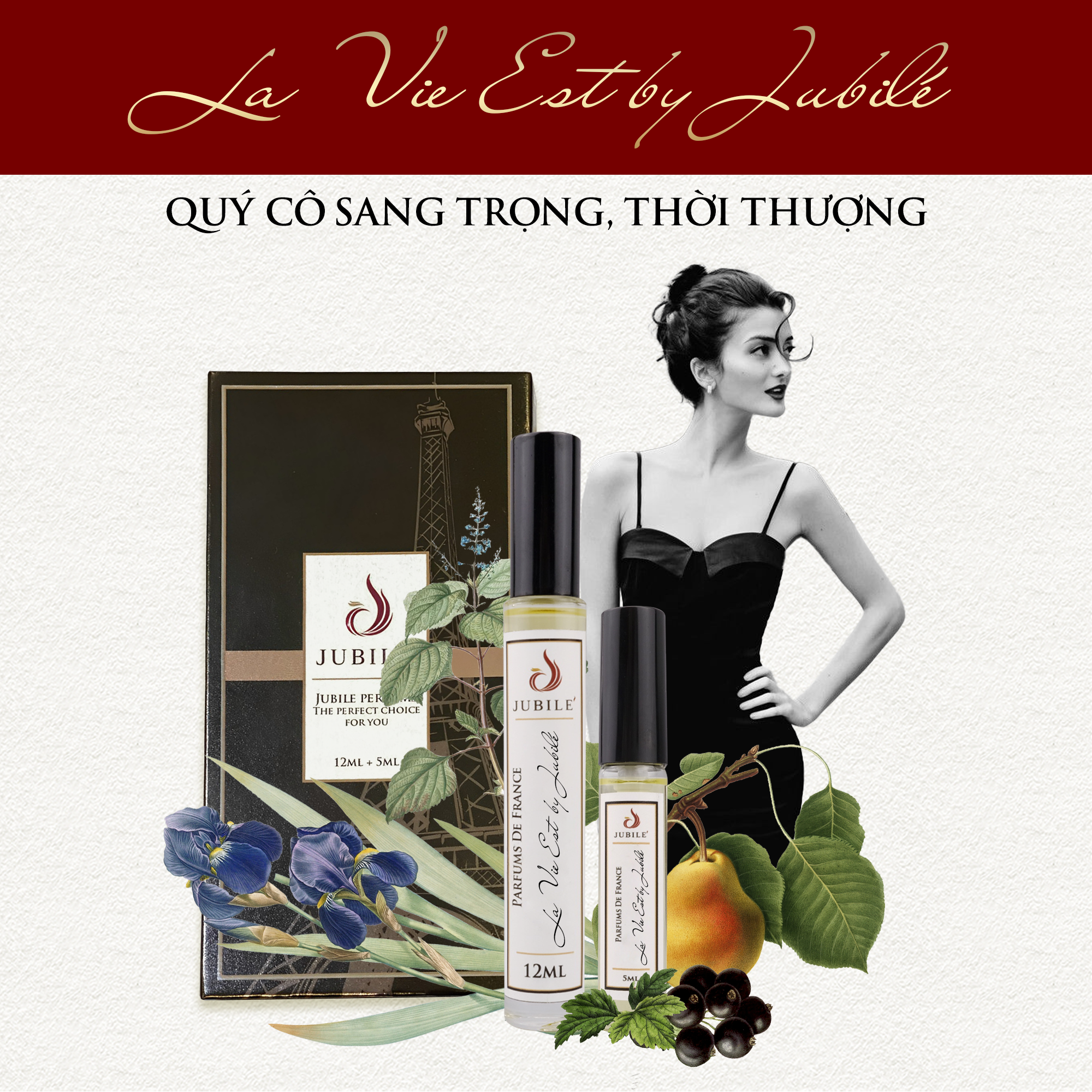 Set Tinh dầu nước hoa Pháp nữ La Vie Est by Jubilé Dạng lăn 12ml + Dạng xịt 5 ml Thơm Lâu, Sang Trọng, Quyến Rũ