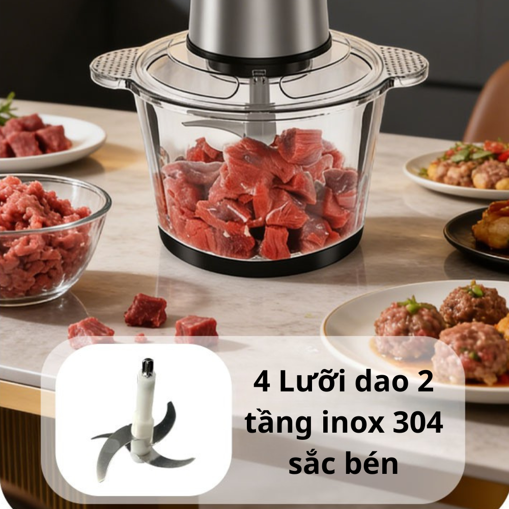 Máy xay thịt đa năng Lumabella LB-56011 công suất 800W, 4 lưỡi dao dễ dàng xay nhuyễn mọi thực phẩm - BẢO HÀNH 12 THÁNG - DELIYA - HÀNG CHÍNH HÃNG