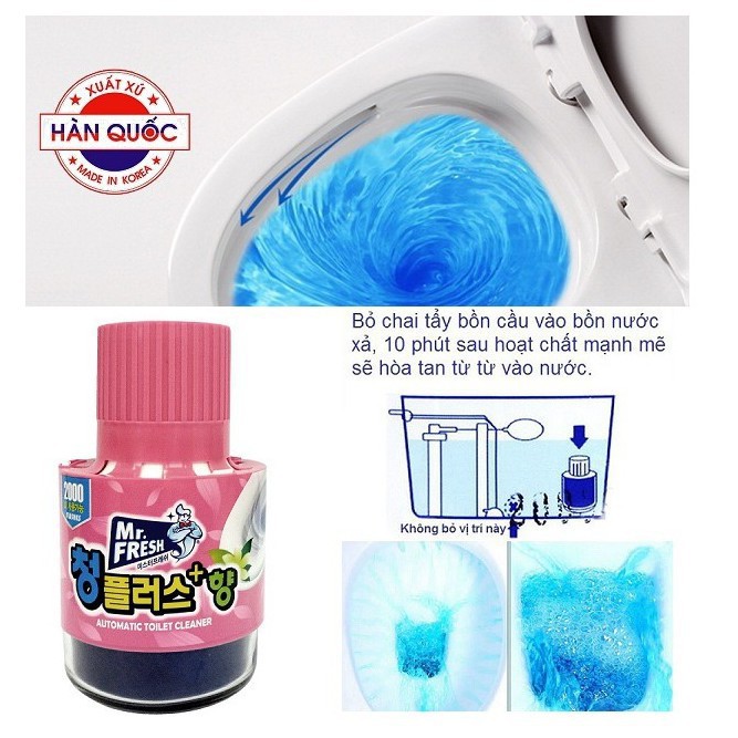 Combo 3 Cốc thả bồn cầu tẩy xanh toilet Mr.Fresh - Hàn Quốc 180g hương Ly (hàng chính hãng)