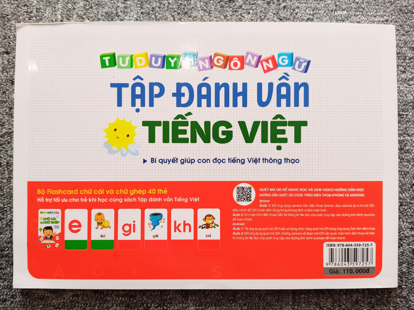 Sách- Tập Đánh Vần Tiếng Việt Cho Bé 4-6 Tuổi Theo Sơ Đồ Tư Duy Hành Trang Cho Bé Chuẩn Bị Vào Lớp 1 124 Trang Có Mã QR