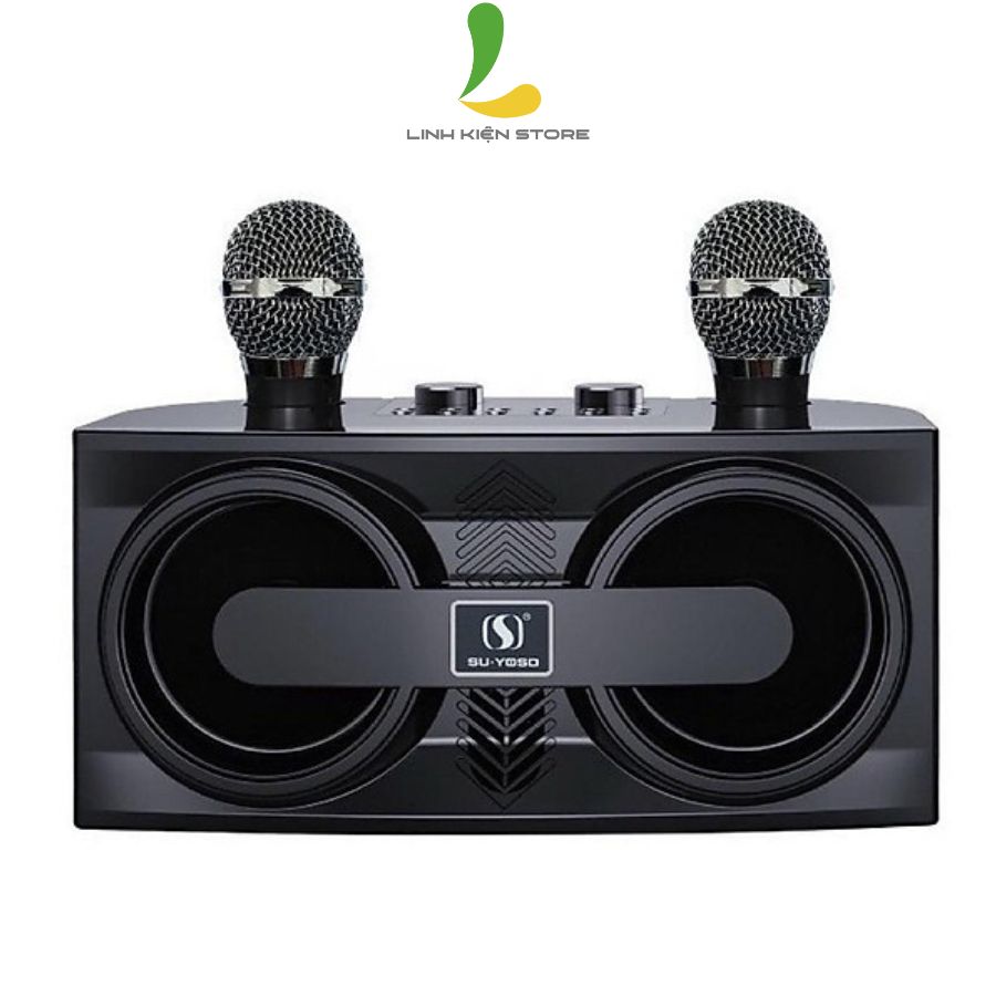 Loa bluetooth karaoke Su-Yosd YS206 - Loa xách tay mini YS-206 chất liệu nhựa ABS cao cấp, công suất 20W kèm 2 micro không dây - Hàng nhập khẩu