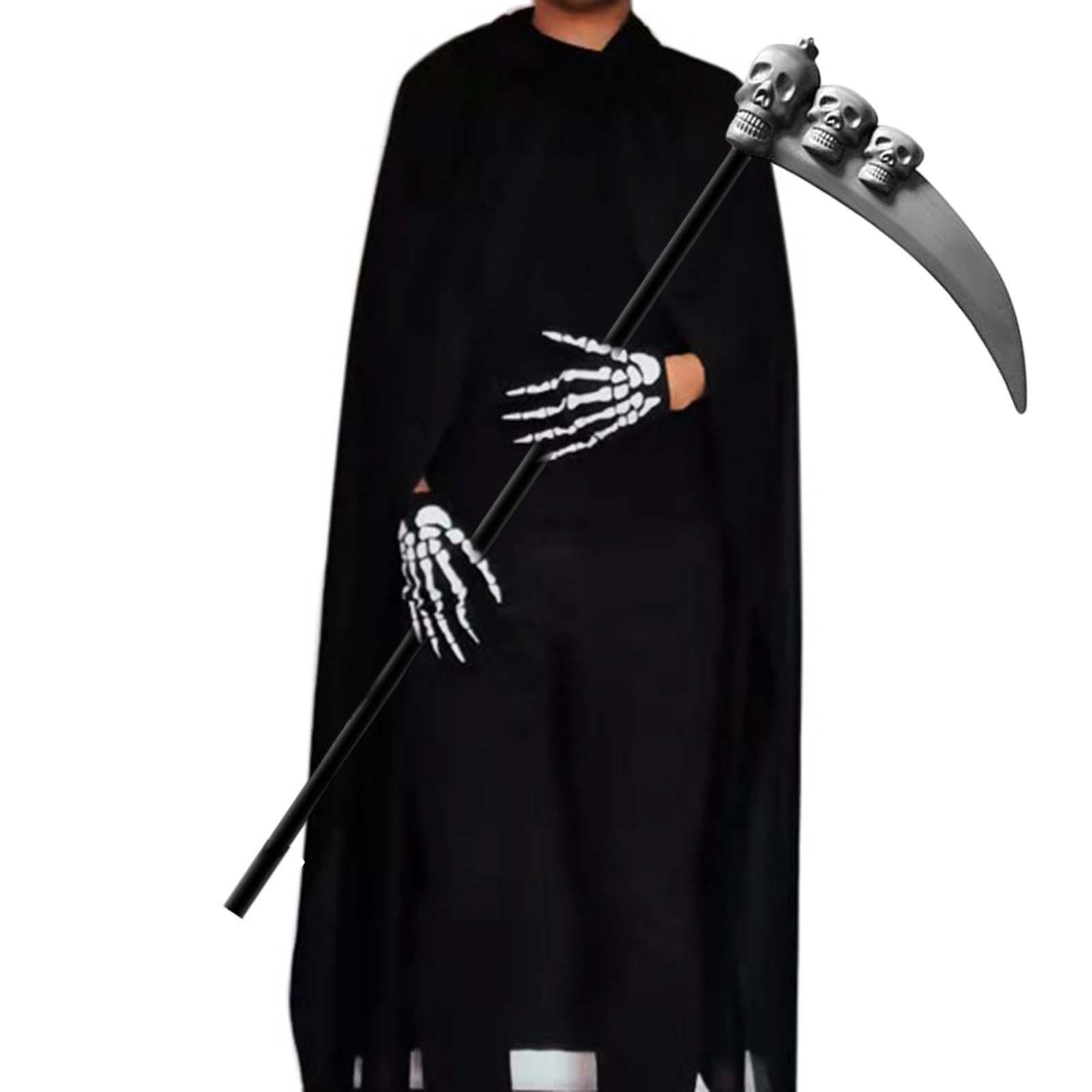 Halloween Grim Reaper Costume Set Hooded Cape Cloak for Masquerade