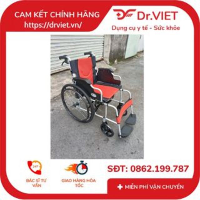 Xe lăn cao cấp Lucass X-600- Xe lăn có tay thắng cho người đẩy, gấp gọn, bánh xe sau có phản quang, bánh xe chống lật