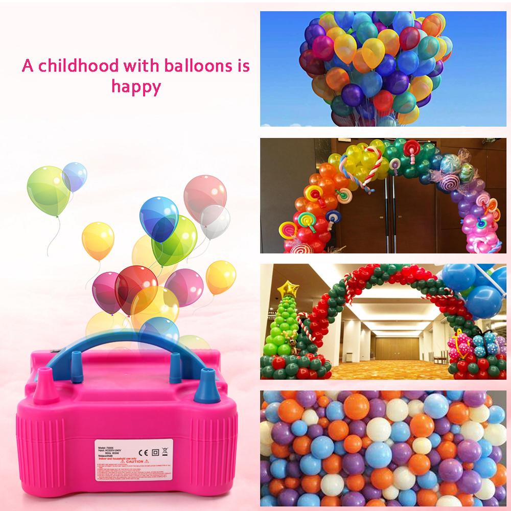 110V Electric Balloon Inflator Pump High Power Air Blower Pump with 4 Extension Nozzles Dual Pump Nozzles Fast Portable Inflatable Tool
