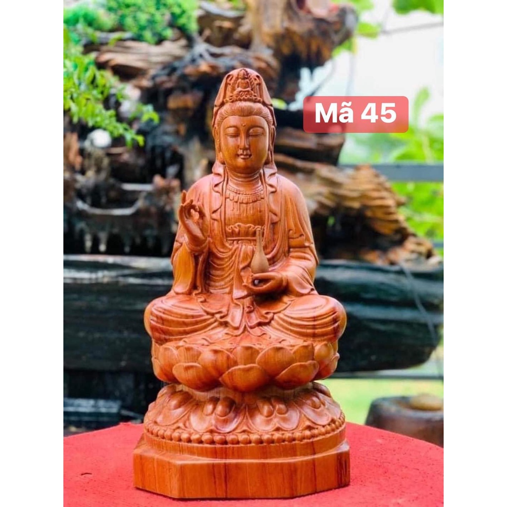 Tượng gỗ Mẹ Quan Âm gỗ hương nguyên khối cao 35 cm