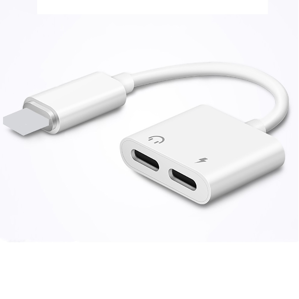 Cáp chuyển đổi tai nghe 2 đầu vừa sạc vừa nghe iphone ipad - jack chuyển đổi tai nghe từ light.ning sang 2 cổng