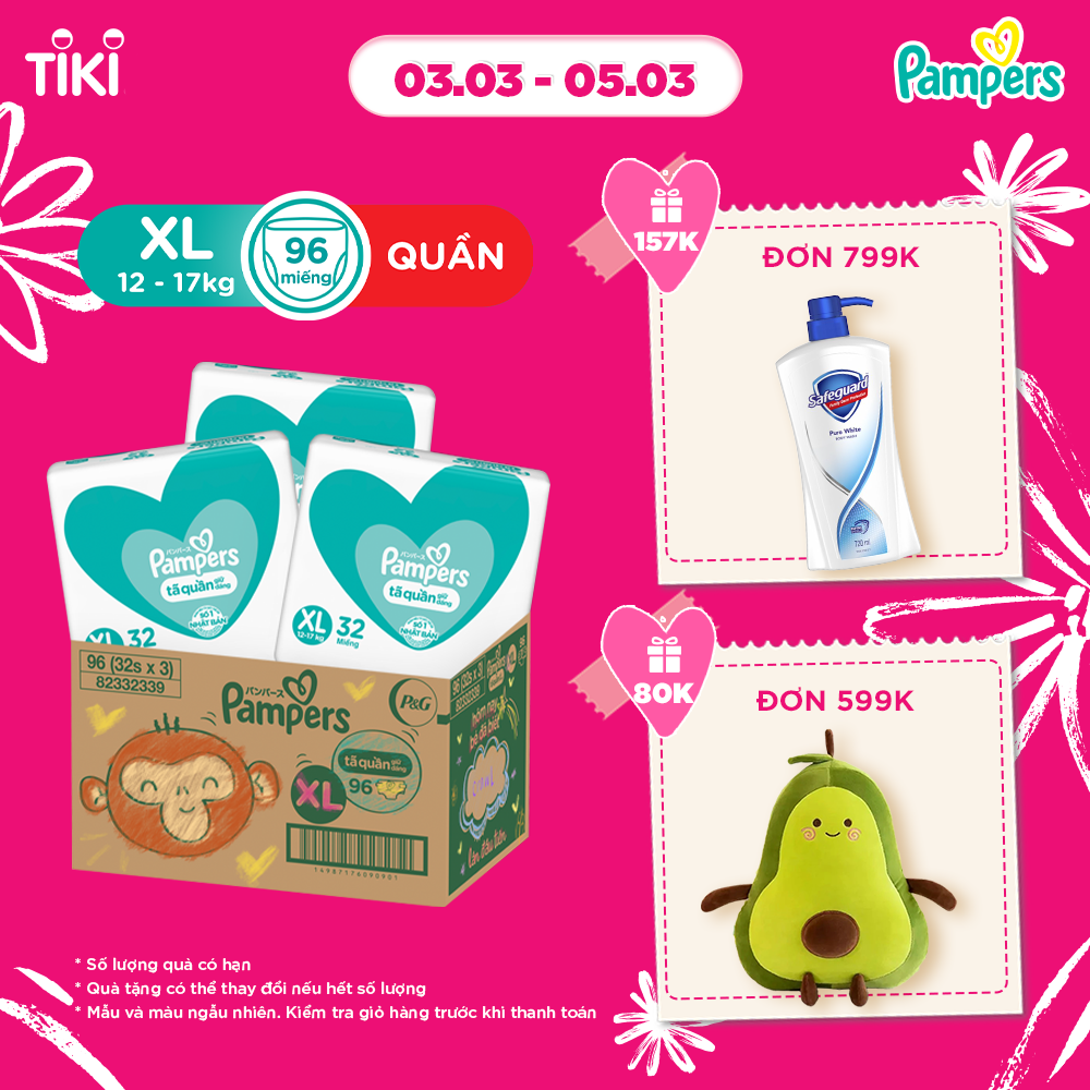 Thùng Ultra Box 3 Gói Tã Quần PAMPERS Giữ Dáng L108/XL96/XXL84