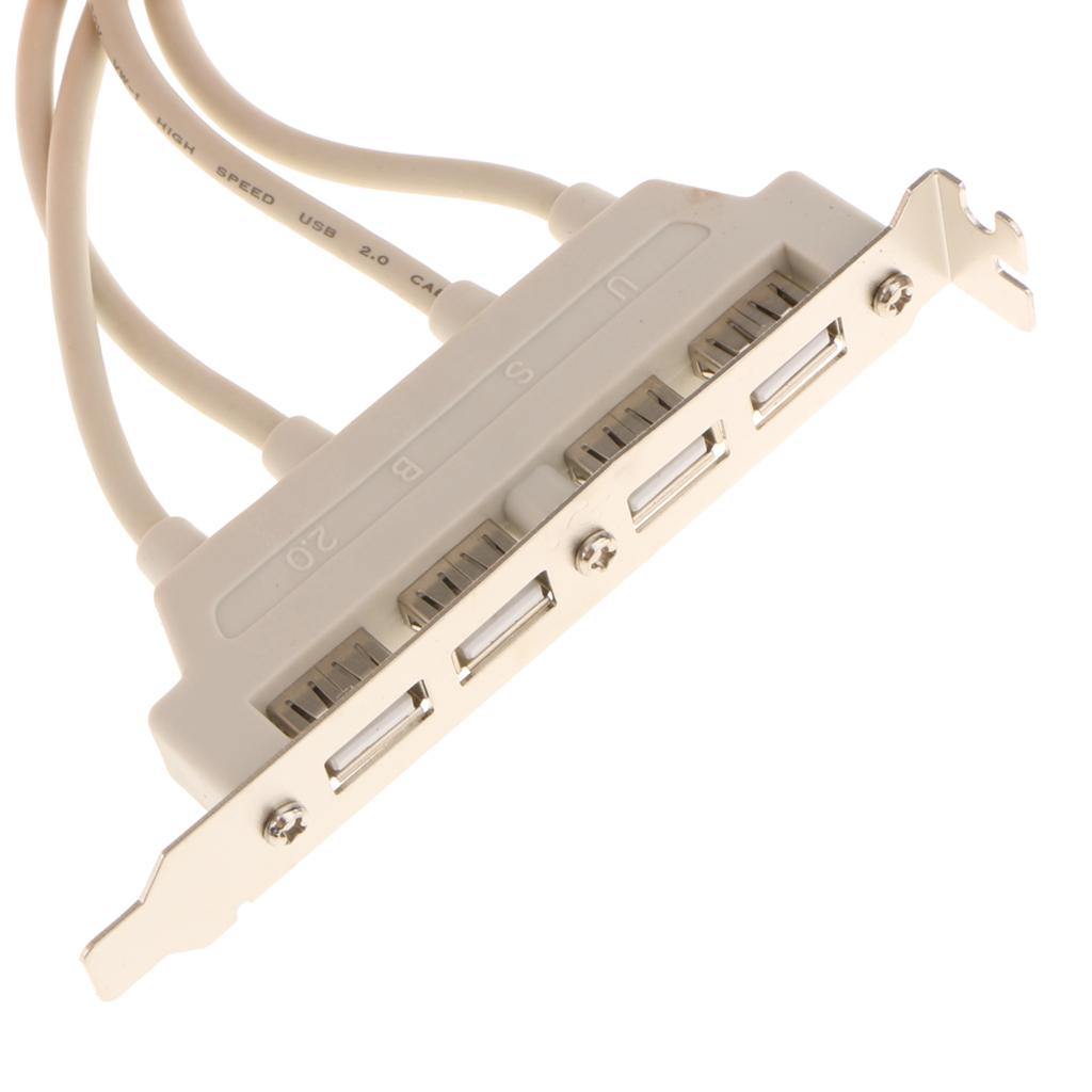 Dual 10Pin Motherboard Header to 4 Port USB2.0 Back Panel Slot Bracket Cable