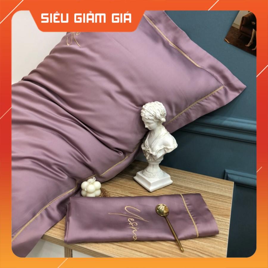 Vỏ Gối Lụa Tencel 50x70 Chất Liệu 100% Tencel Siêu Mềm Mịn Mát - Vỏ Gối 50x70 Màu Ngẫu Nhiên