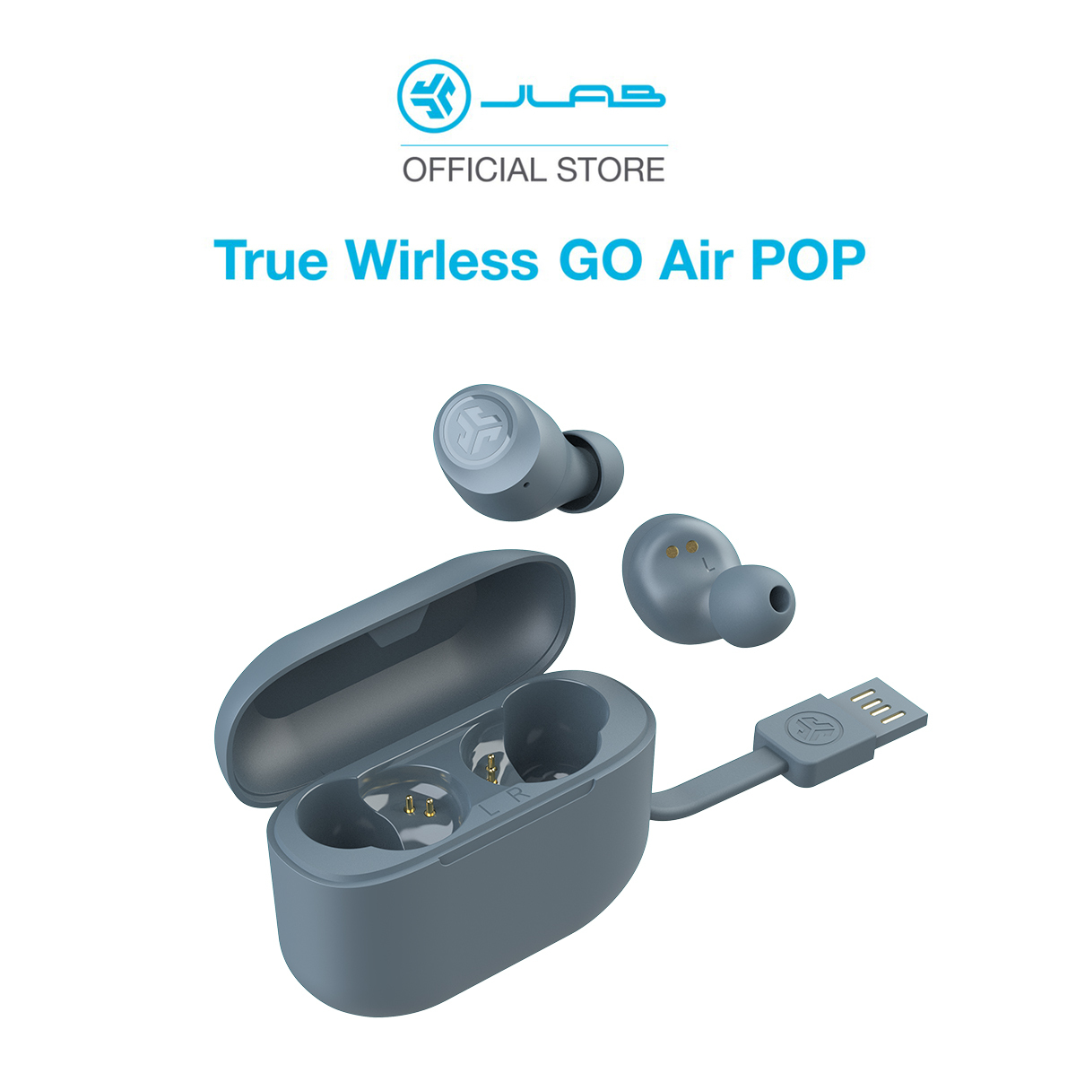 Tai nghe Bluetooth True Wireless Go Air Pop JLab màu xám xanh (slate) - Hàng chính hãng