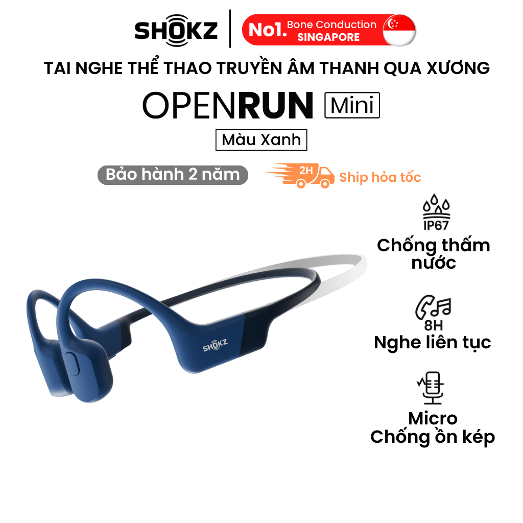 Tai Nghe Bluetooth Thể Thao Dẫn Truyền Âm Thanh Qua Xương SHOKZ OPEN RUN MINI S803 - Hàng Chính Hãng