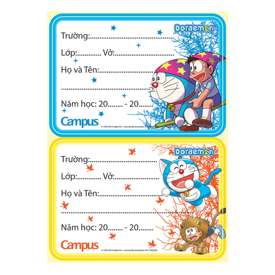 Nhãn Vở Doraemon Campus NT-DOR12 (12 Nhãn)