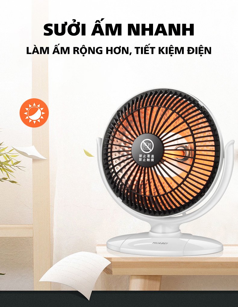 Máy sưởi mini để bàn HuaBei HBH-6A tiện lợi giữ ấm phòng ngủ