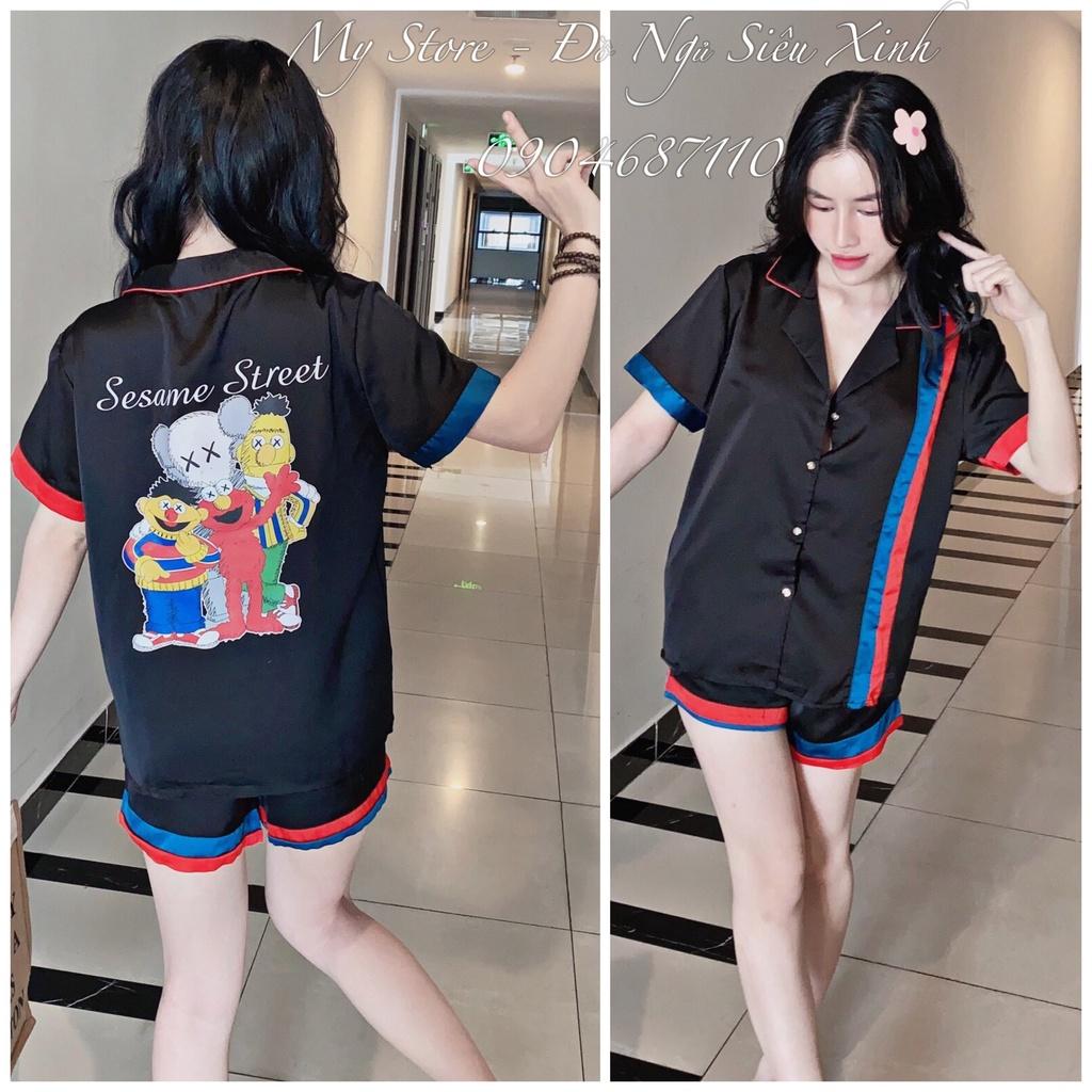 Đồ ngủ nữ Pijama tay ngắn quần đùi dễ thương vải lụa thiết kế freesize dưới 62kg MY STORE S04