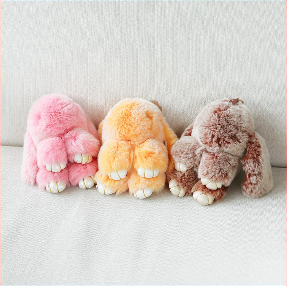 Móc khóa với chất lông mềm mịn, tạo hình thỏ cute MK T.BÔNG-W