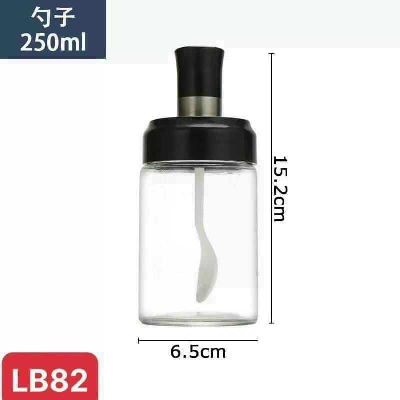 Hộp đựng gia vị thủy tinh kèm thìa