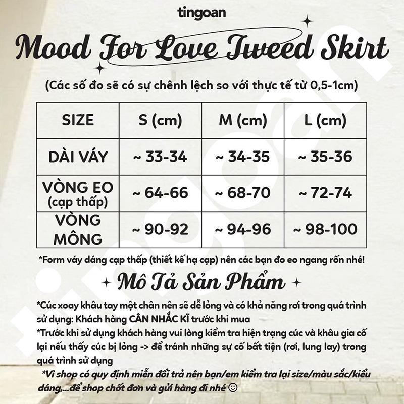 Chân váy tweed đen cạp thấp 2 túi đính cúc ngọc MOOD FOR LOVE SKIRT/BL (có quần trong