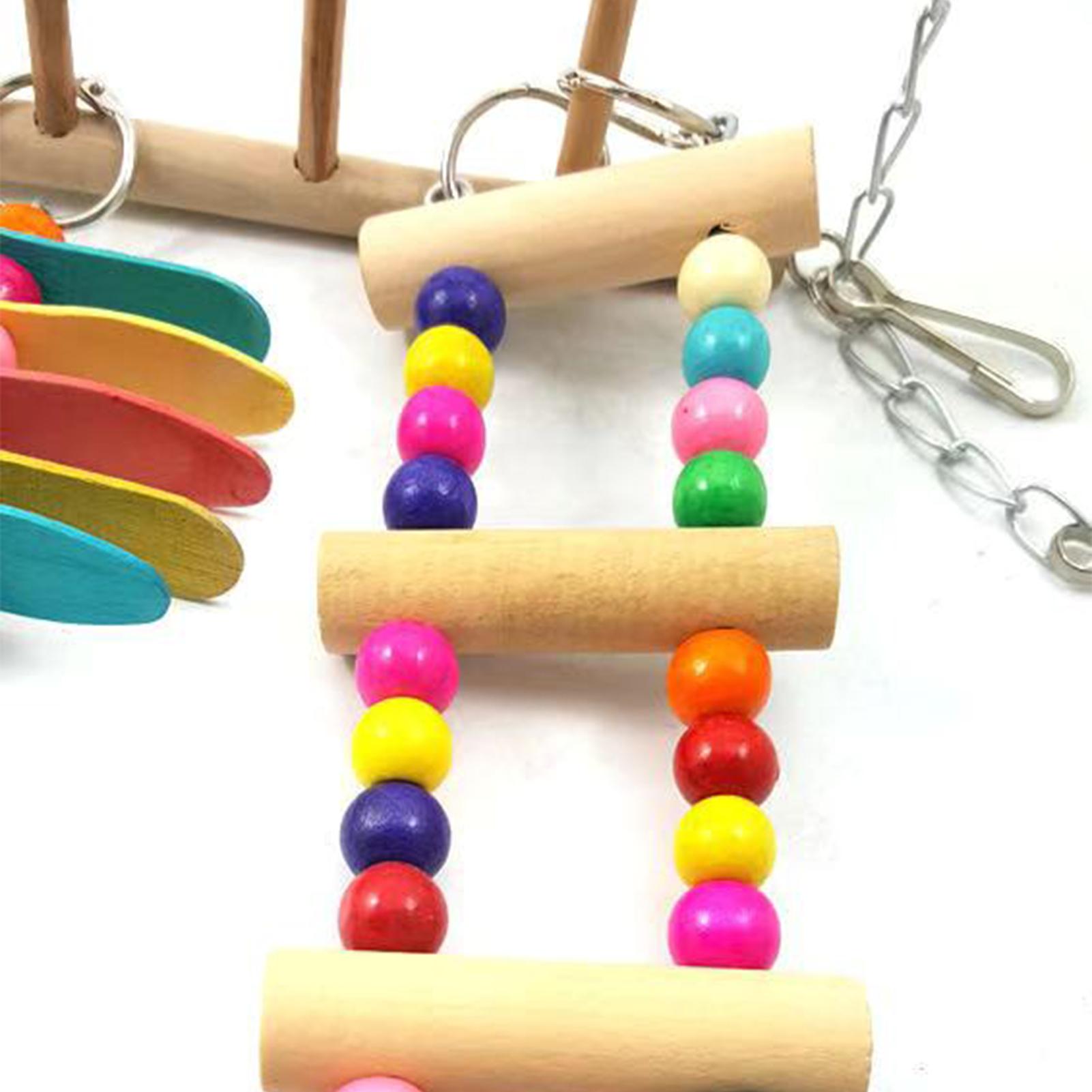 Bird Hanging Ladder Bird Swing Toys Birds Climbing Toys Wooden Suspension Bridge for Parrots Birds