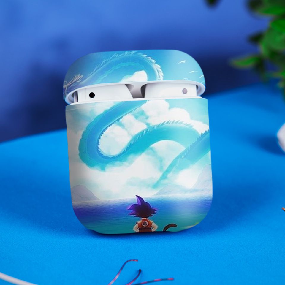 Miếng dán skin chống bẩn cho tai nghe AirPods in hình Songoku Dragon Ball - 7vnr009 (bản không dây 1 và 2