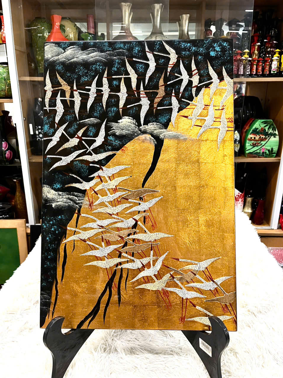 Tranh sơn mài dát vàng,bạc, cẩn ốc cao cấp Thanh Bình Lê size 40x60 cm