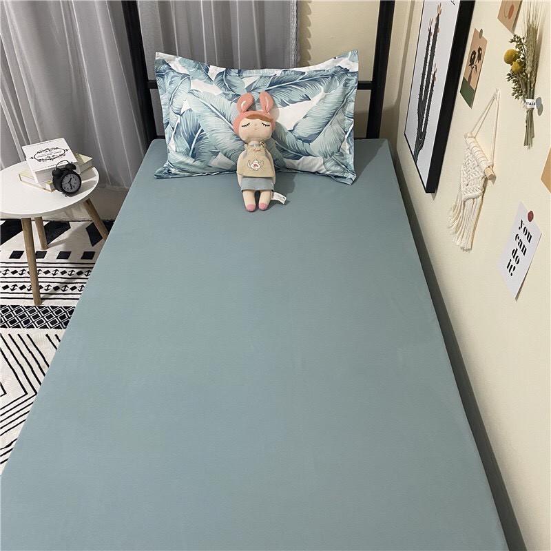 Bộ chăn ga gối Cotton poly M2T bedding, vỏ chăn , drap ga giường và 2 vỏ gối - Pl Lá chuối
