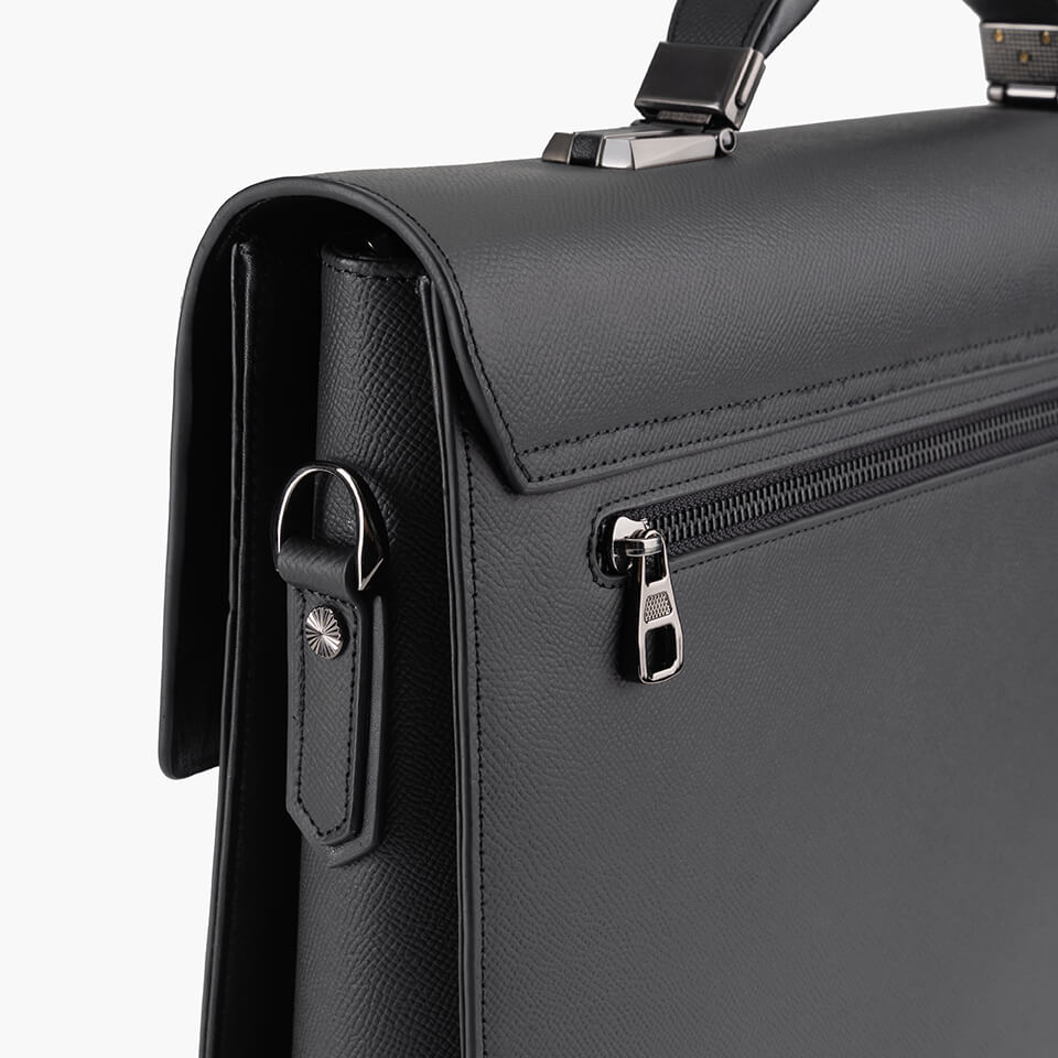 Cặp Da Nam Túi Xách Công Sở GENCE CTS17 Da Bò Khóa Số Cao Cấp Màu Đen Dáng Hộp