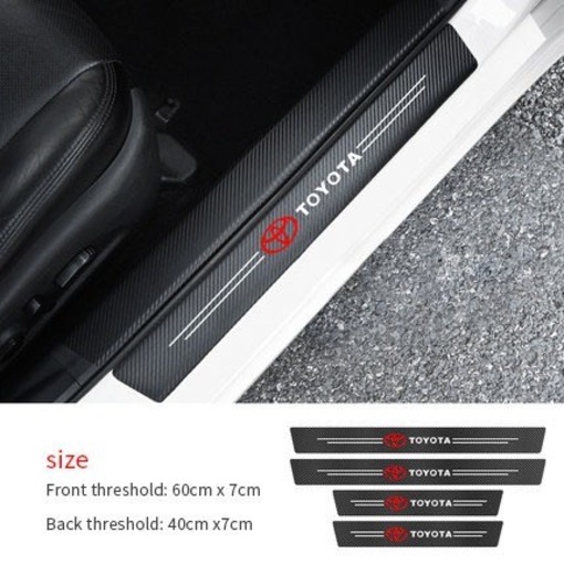 Miếng dán chống trầy xước bậc cửa xe hơi ô tô sợi carbon bền đẹp có in logo hãng