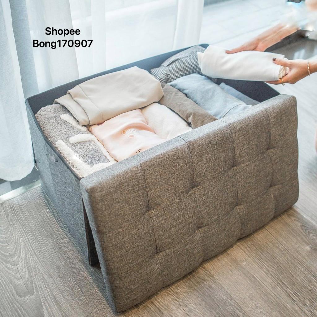 Bộ Combo 2 Ghế kiêm hộp đựng đồ sang trọng chất vải oxford 600D XL 70x39xcao40cm & size L 39x39xcao40cm