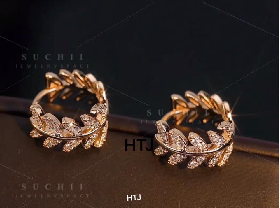 Bông tai bạc hình lá chất liệu bạc s925 MS78v