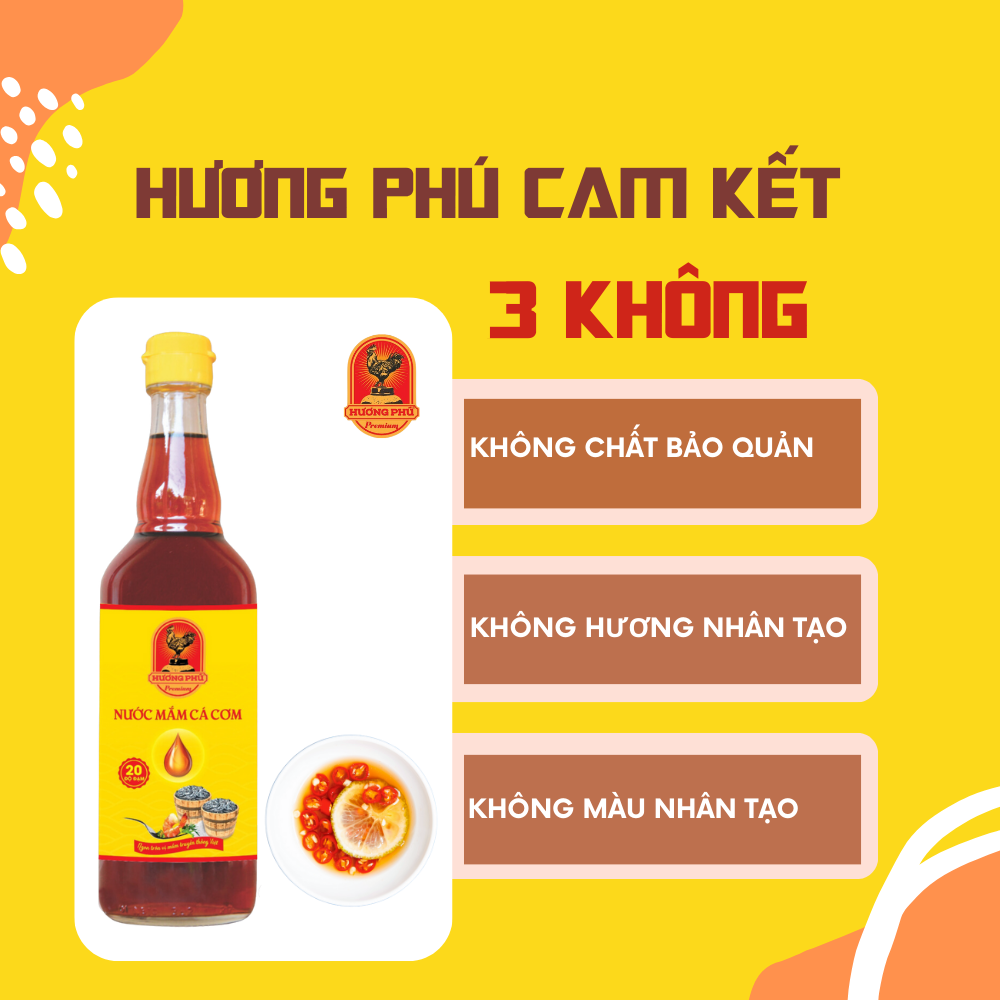 Nước mắm cá cơm Hương Phú 20 độ đạm 510ML - Hàng Chính Hãng