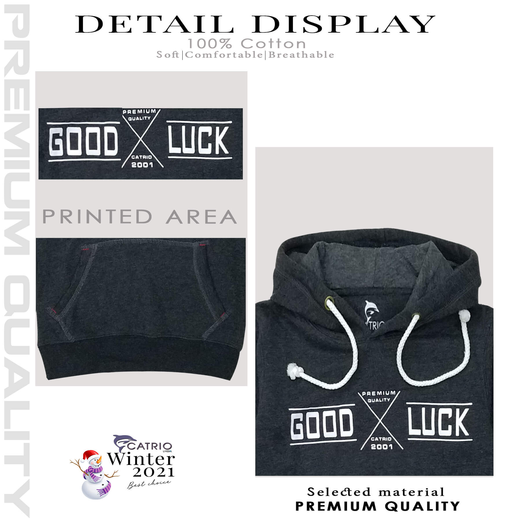 Áo hoodies trẻ em catrio hình goodluck là áo nỉ mũ cho bé trai từ 9 tuổi đến 18 tuổi (29kg đến 73kg) thuộc BST quần áo trẻ em thời trang CATRIO thu đông năm 2021