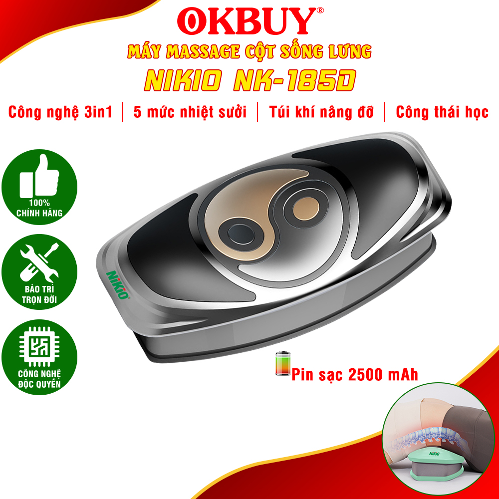 Máy massage lưng và cột sống Nikio NK-159, Dòng pin sạc, công nghệ kéo giãn cột sống lưng bằng túi khí hỗ trợ giảm đau mỏi và bệnh lý vệ cột sống