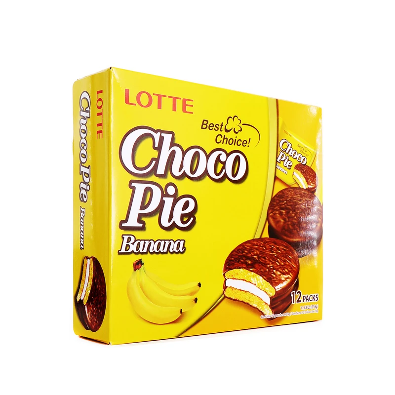 Bánh Lotte Chocopie vị Chuối hộp 336 gr (12 bánh)