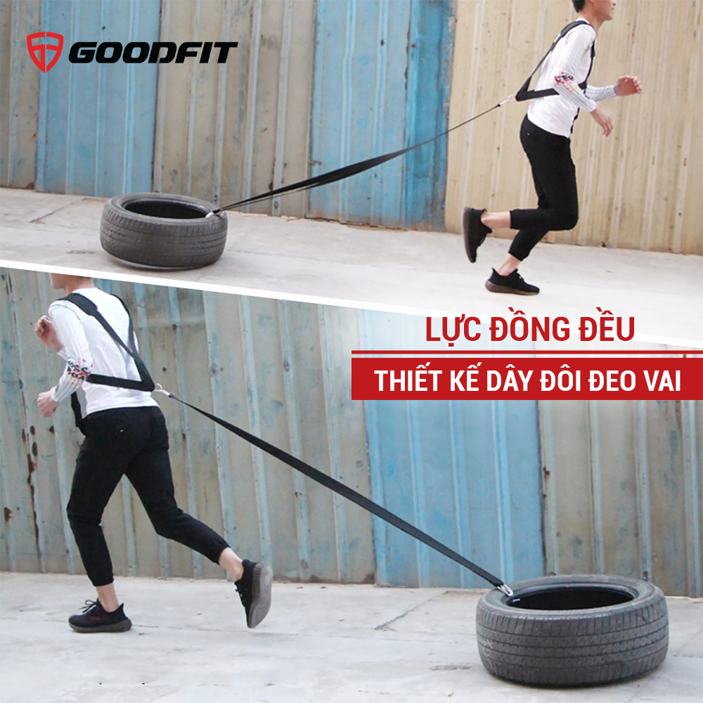 Dây đai kháng lực tập luyện thể dục, chạy bộ, kéo lốp xe chính hãng Goodfit GF08RA