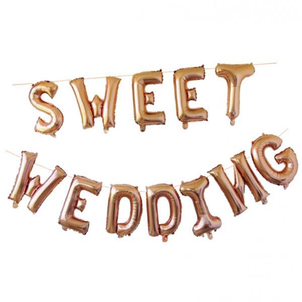 Sweet Wedding Foil Balloon Bunting Banner Wedding Party Decoration Champagne