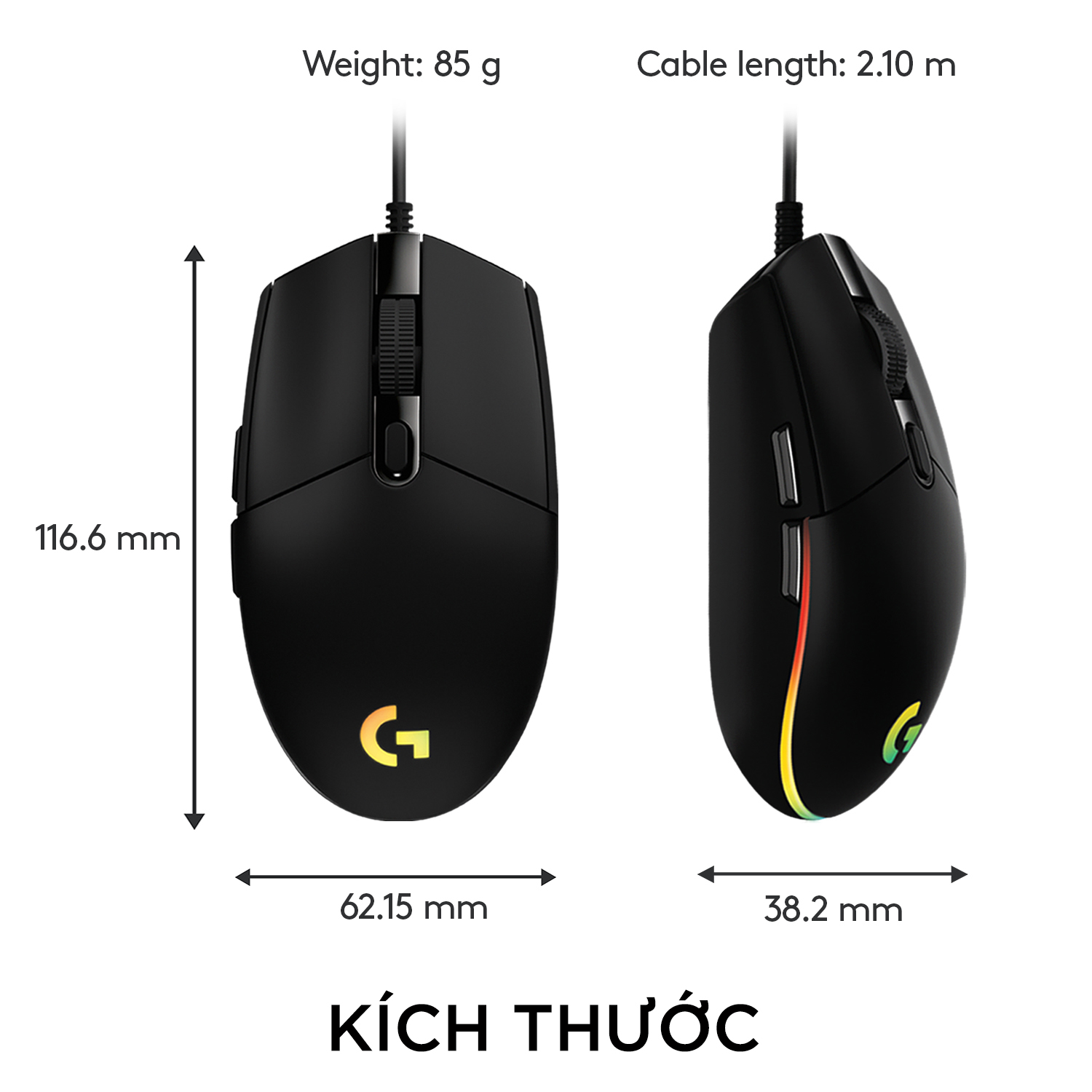 Chuột game có dây Logitech G102 Lightsync - Tùy chỉnh RGB, 6 nút lập trình, nhẹ, 8000 DPI, PC/Mac - Hàng Chính Hãng